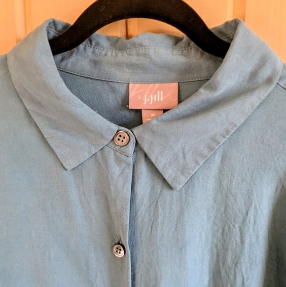 J. Jill Tops - J. Jill Blue Teal 100% Silk Size Medium Button Down Shirt